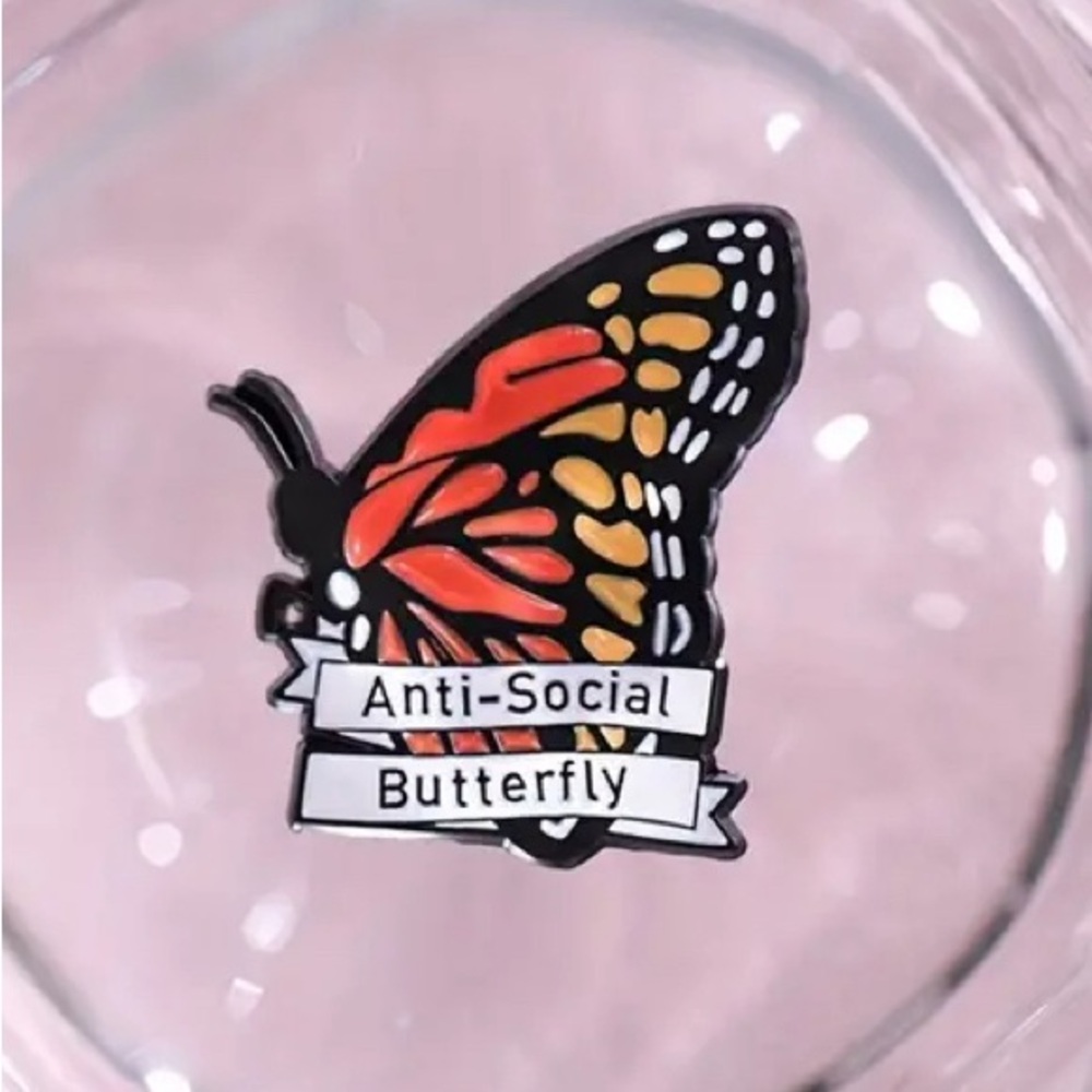 2/$20 - ENAMEL PIN - Antisocial Butterfly
